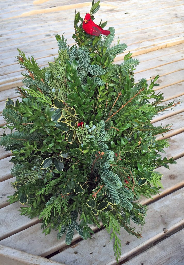 Here is one example of a tree made with a variety of evergreen foliage.