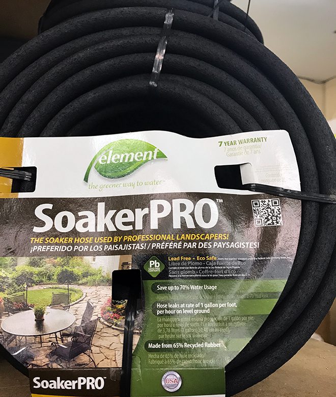 Soaker hoses are great for delivering water at the base of a plant without splashing the foliage. If your soil is sandy be sure to zig-zag the hose back and forth since the moisture tends to go straight down in sand.